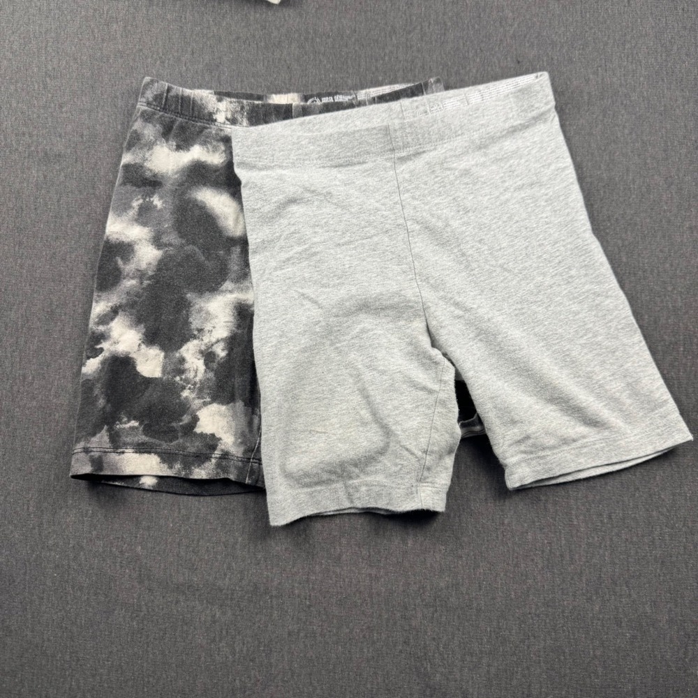 Wonder Nation Girls Bike Shorts 2 Pack Gray Tie Dye Size M 7-8 Elastic Waist
